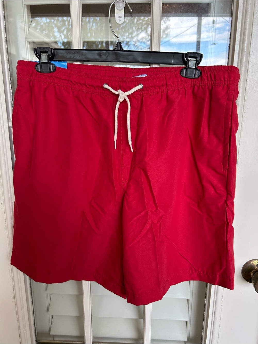 Men's Red Swim Trunks with Drawstring Waist